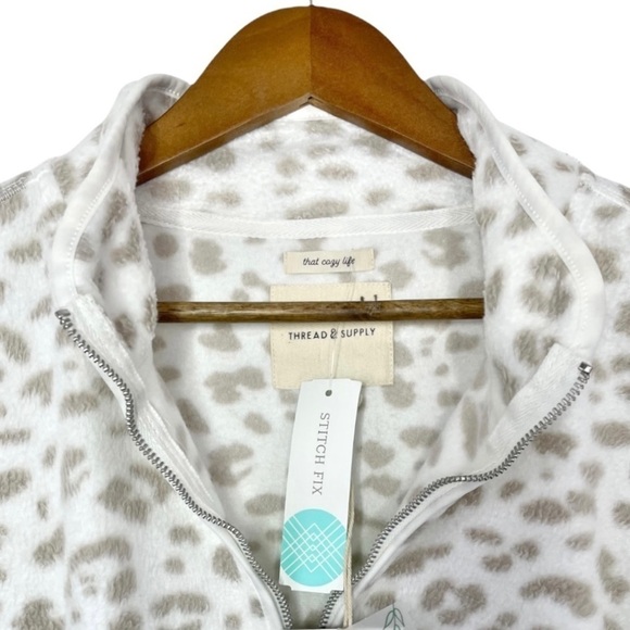 Thread & Supply X Stitch Fix Calista Leopard Half-Zip Fleece Jacket NWT - Picture 9 of 13